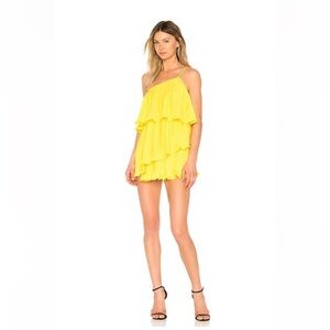 NBD Revolve Girlfriend Mini Yellow Pleated Layered Dress XS